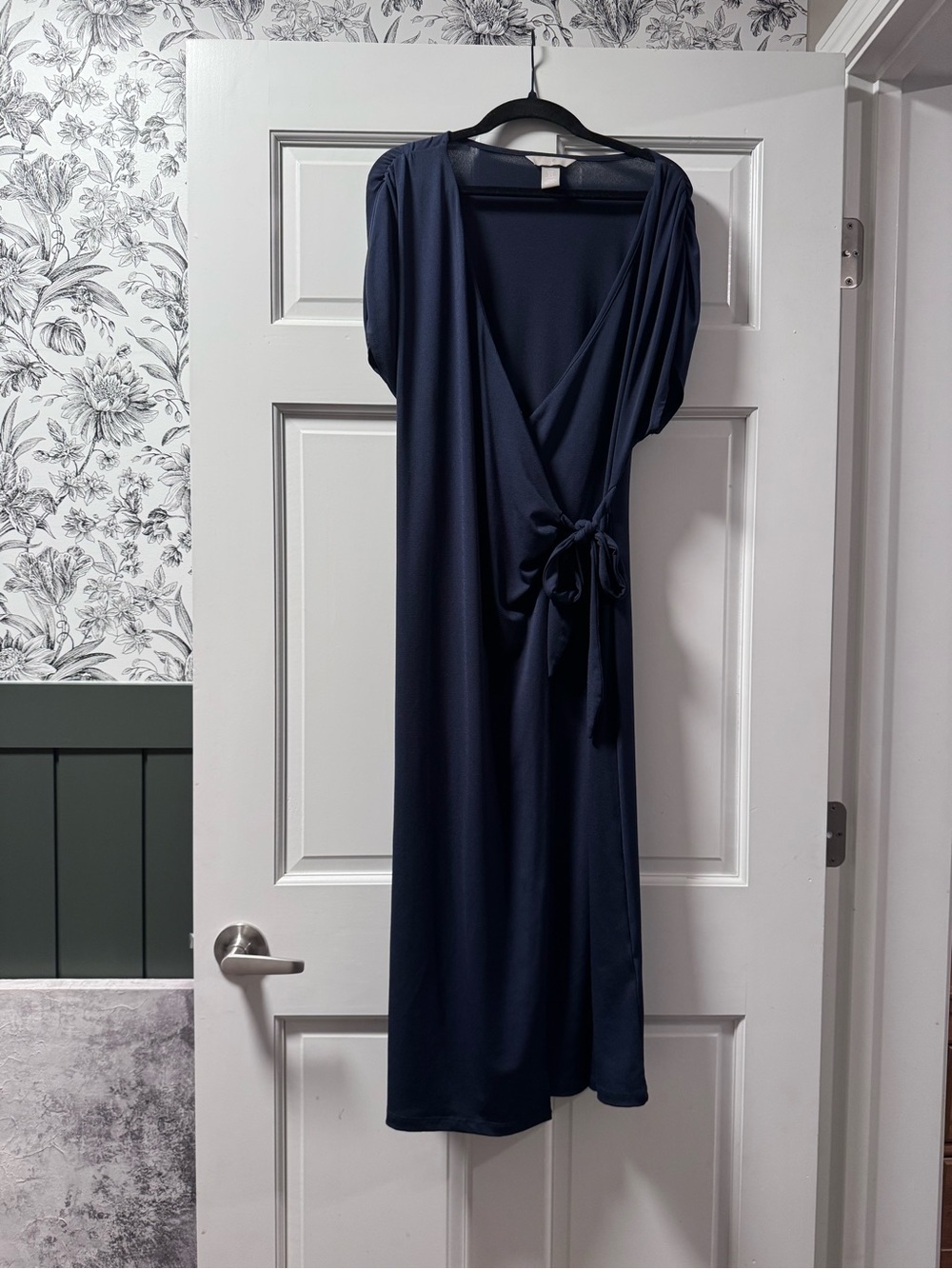 H&M Navy Wrap Dress with Tie Waist
